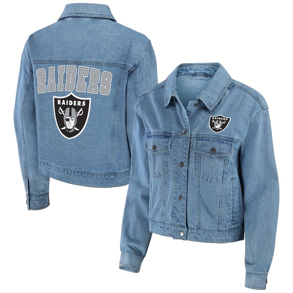 Women's WEAR by Erin Andrews Las Vegas Raiders Full-Snap Denim Jacket - Picture 3 of 3